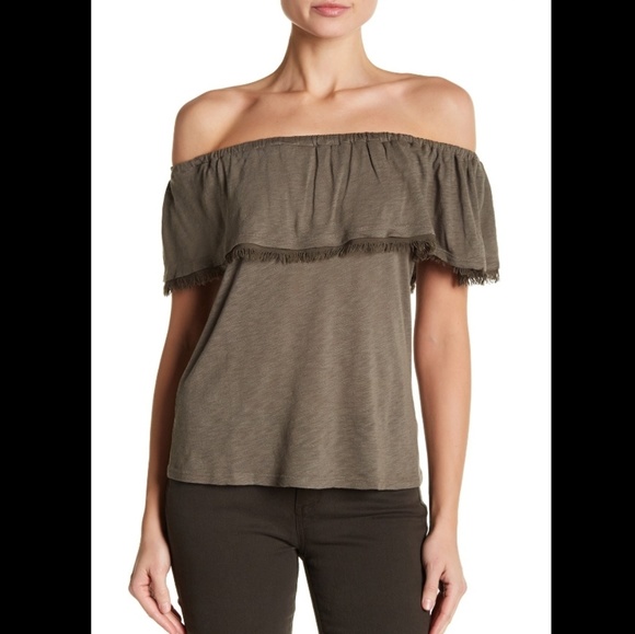 Splendid Tops - splendid womens xl off shoulder ruffle top olive g